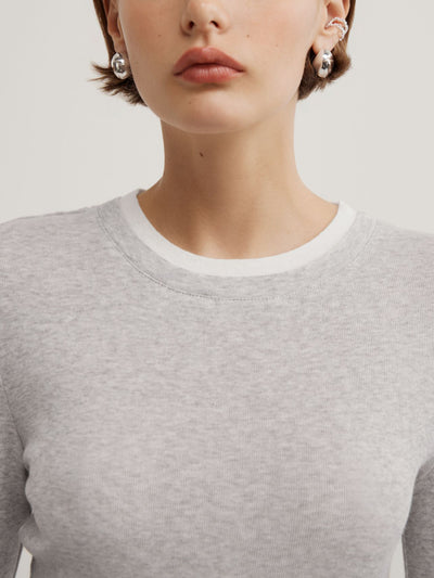 Contrast Trim Long Sleeve Top