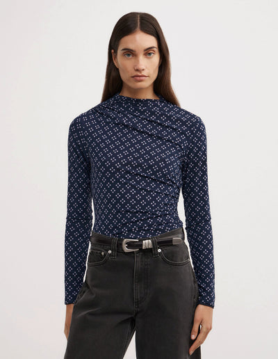 Asymmetric Mesh Long Sleeve Top