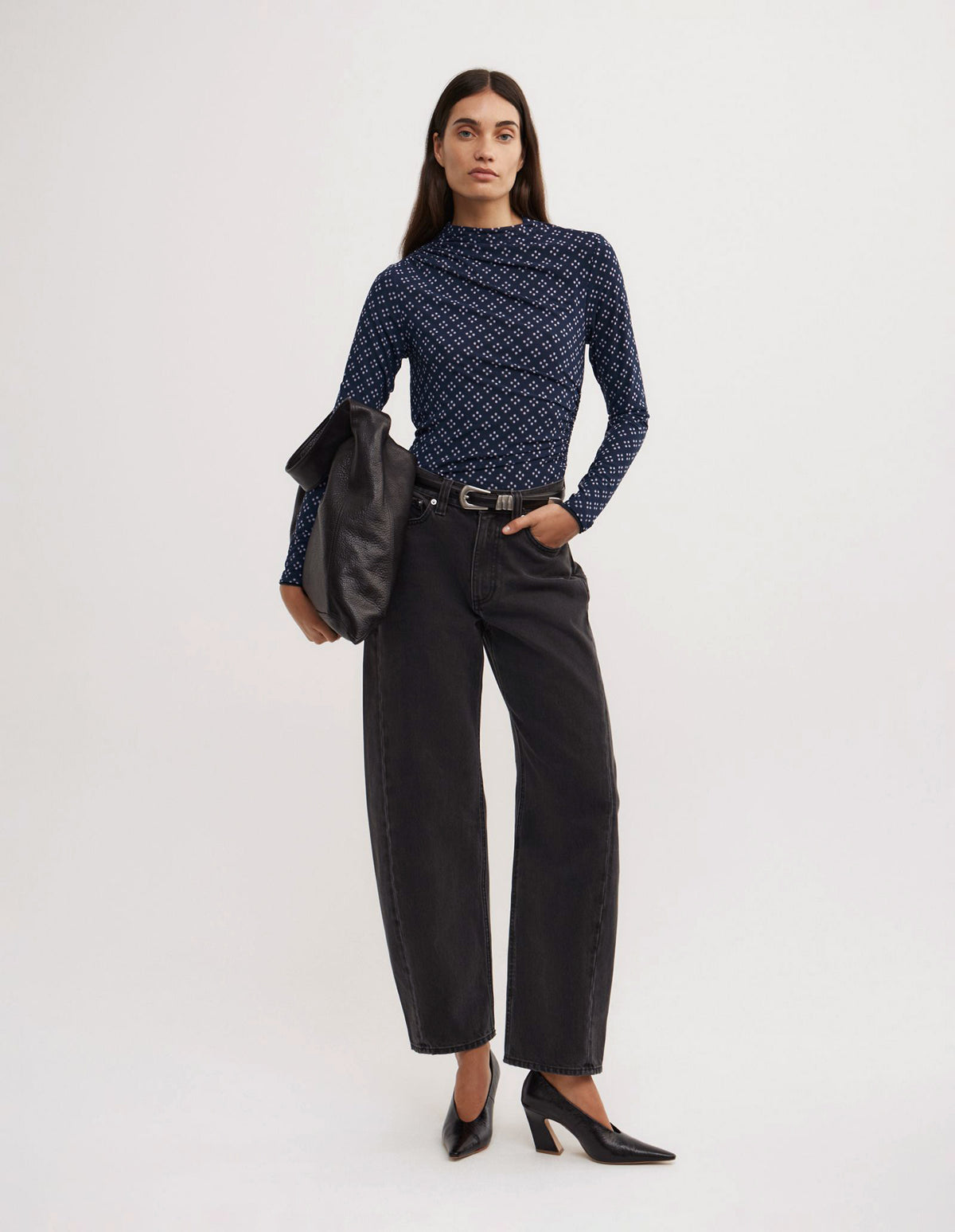 Asymmetric Mesh Long Sleeve Top
