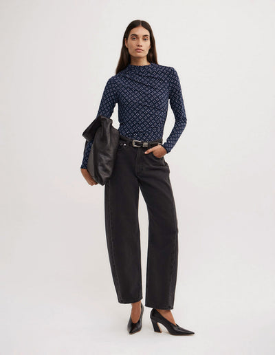 Asymmetric Mesh Long Sleeve Top