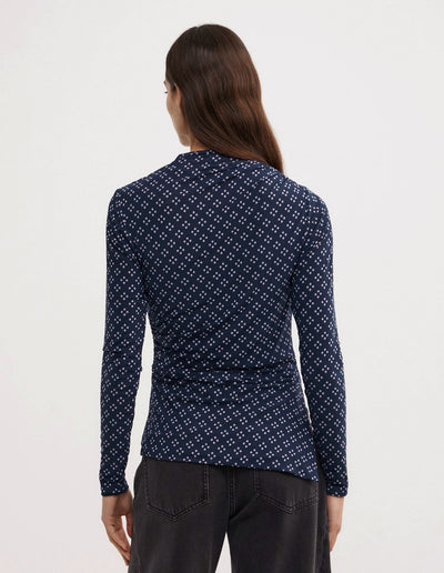 Asymmetric Mesh Long Sleeve Top
