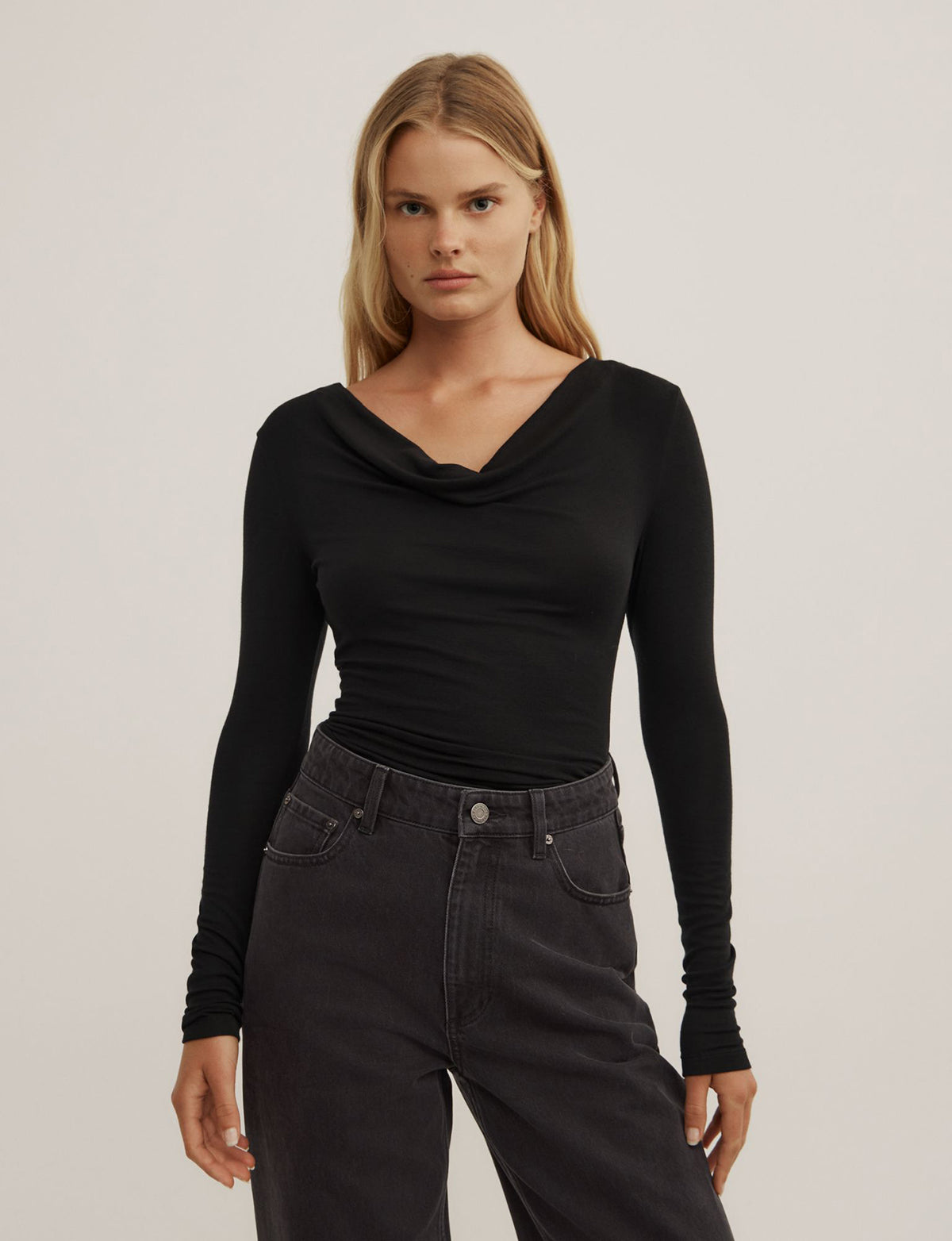 Cowl Neck Long Sleeve Top