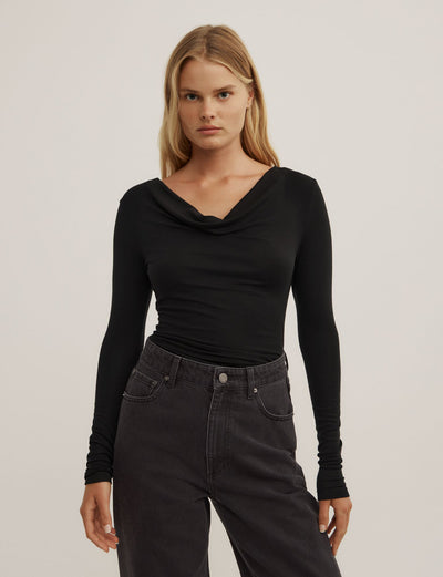 Cowl Neck Long Sleeve Top