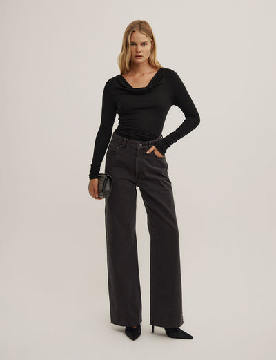 Cowl Neck Long Sleeve Top