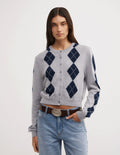 Argyle Cropped Cardigan