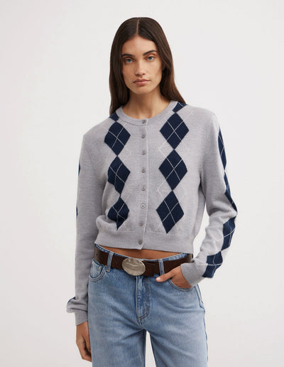 Argyle Cropped Cardigan