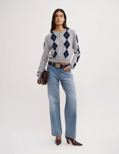 Argyle Cropped Cardigan
