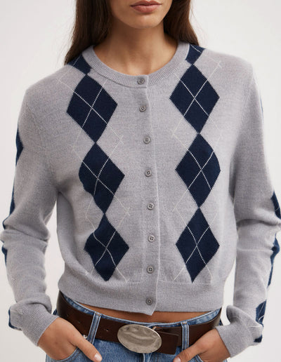 Argyle Cropped Cardigan