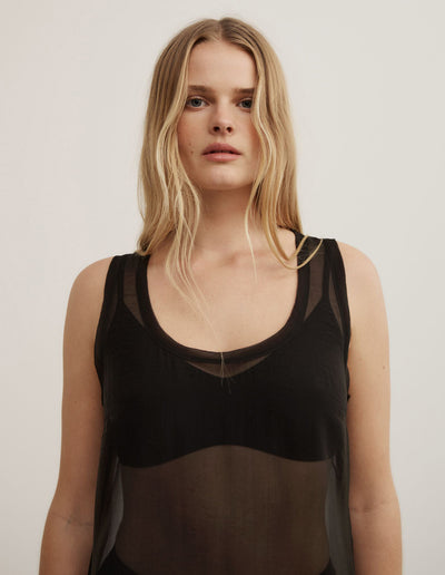 Sheer Crew Neck Tunic