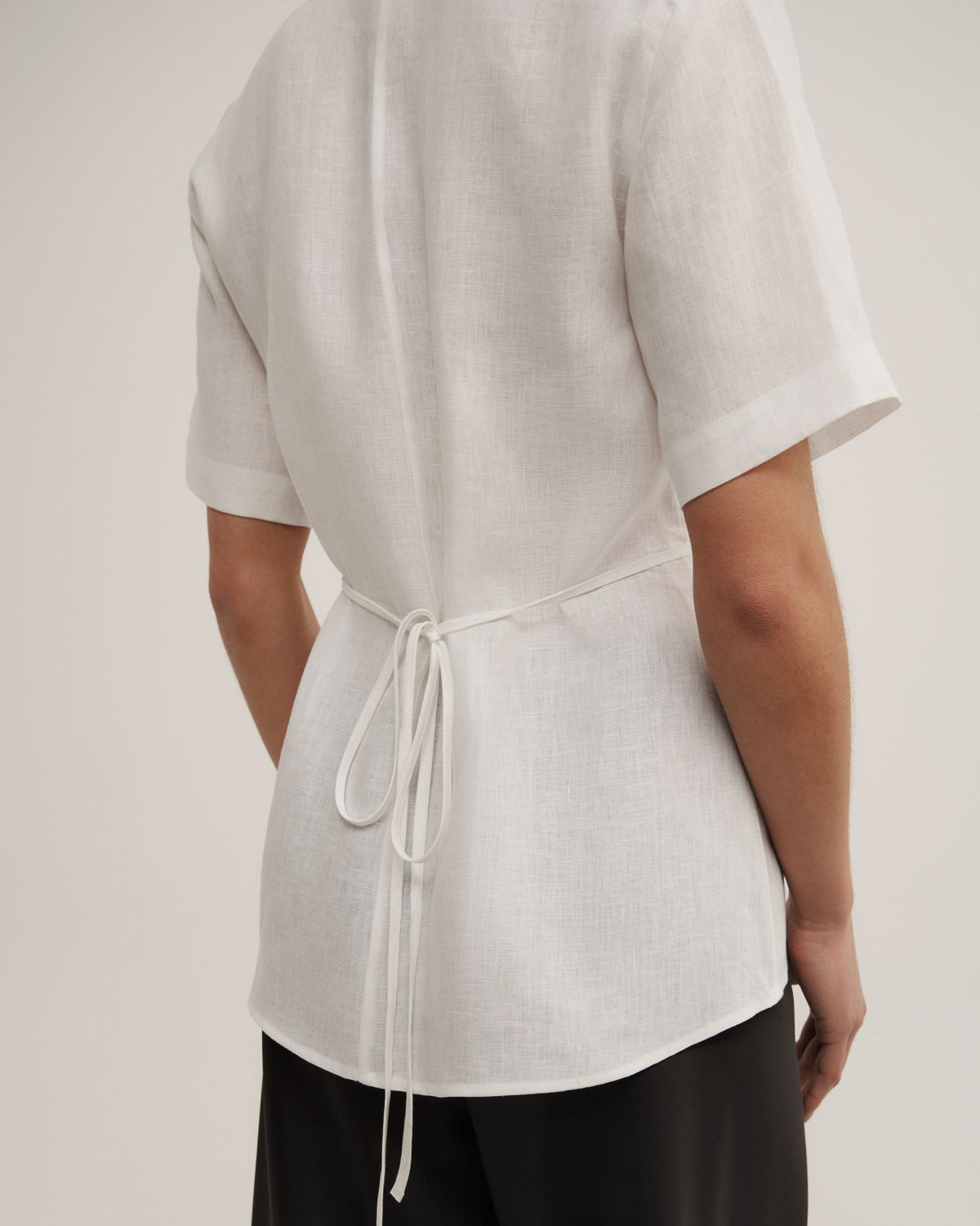 Wrap Linen Short Sleeve Shirt