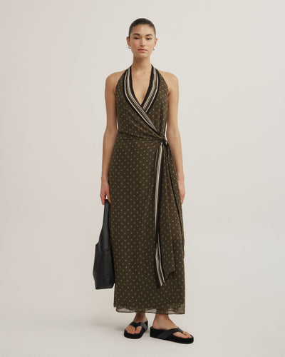 Wrap Halter Maxi Dress