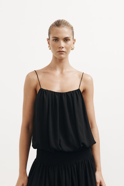Blouson Drape Maxi Dress