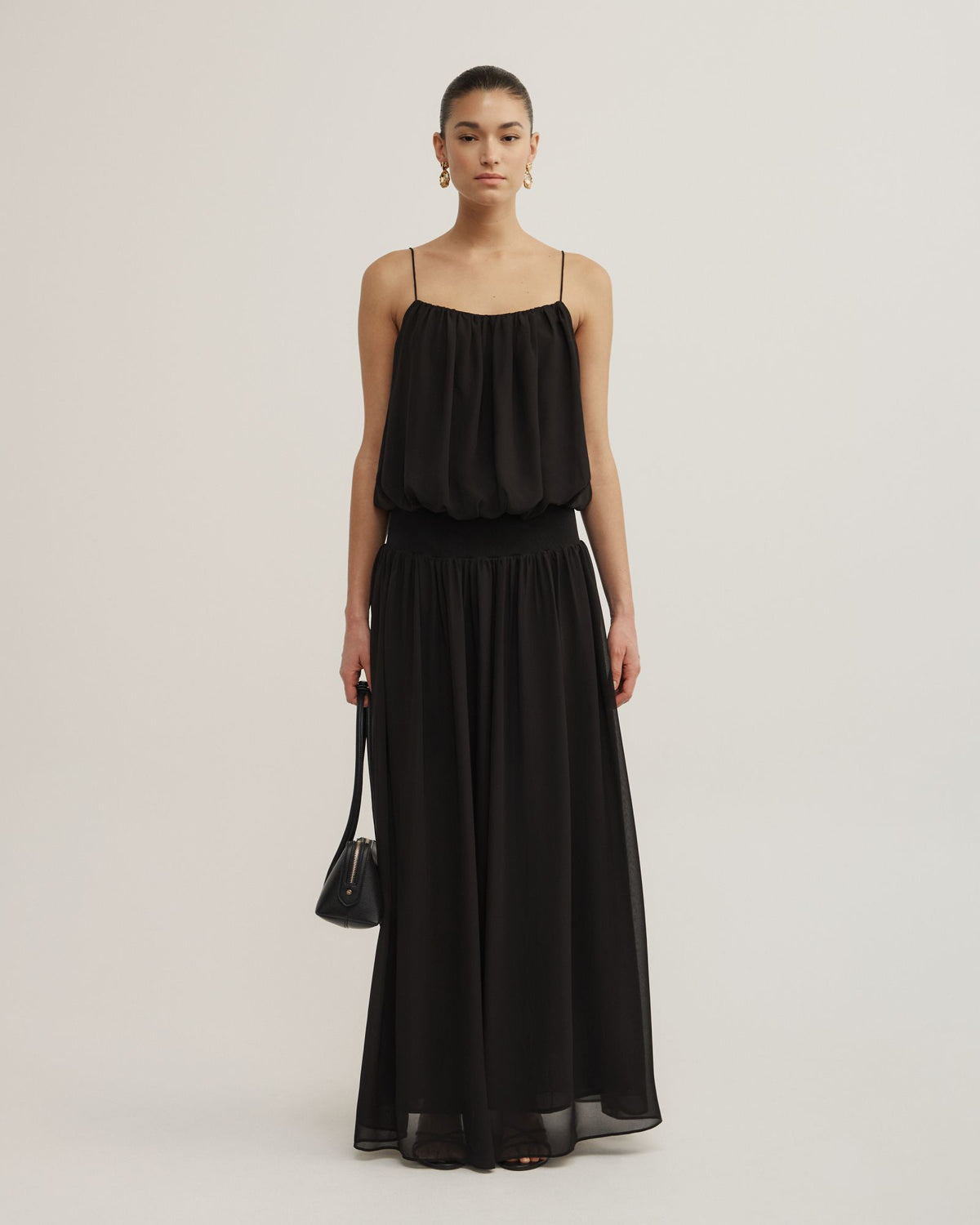 Blouson Drape Maxi Dress