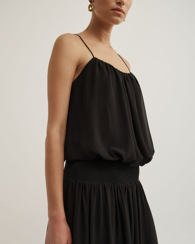 Blouson Drape Maxi Dress