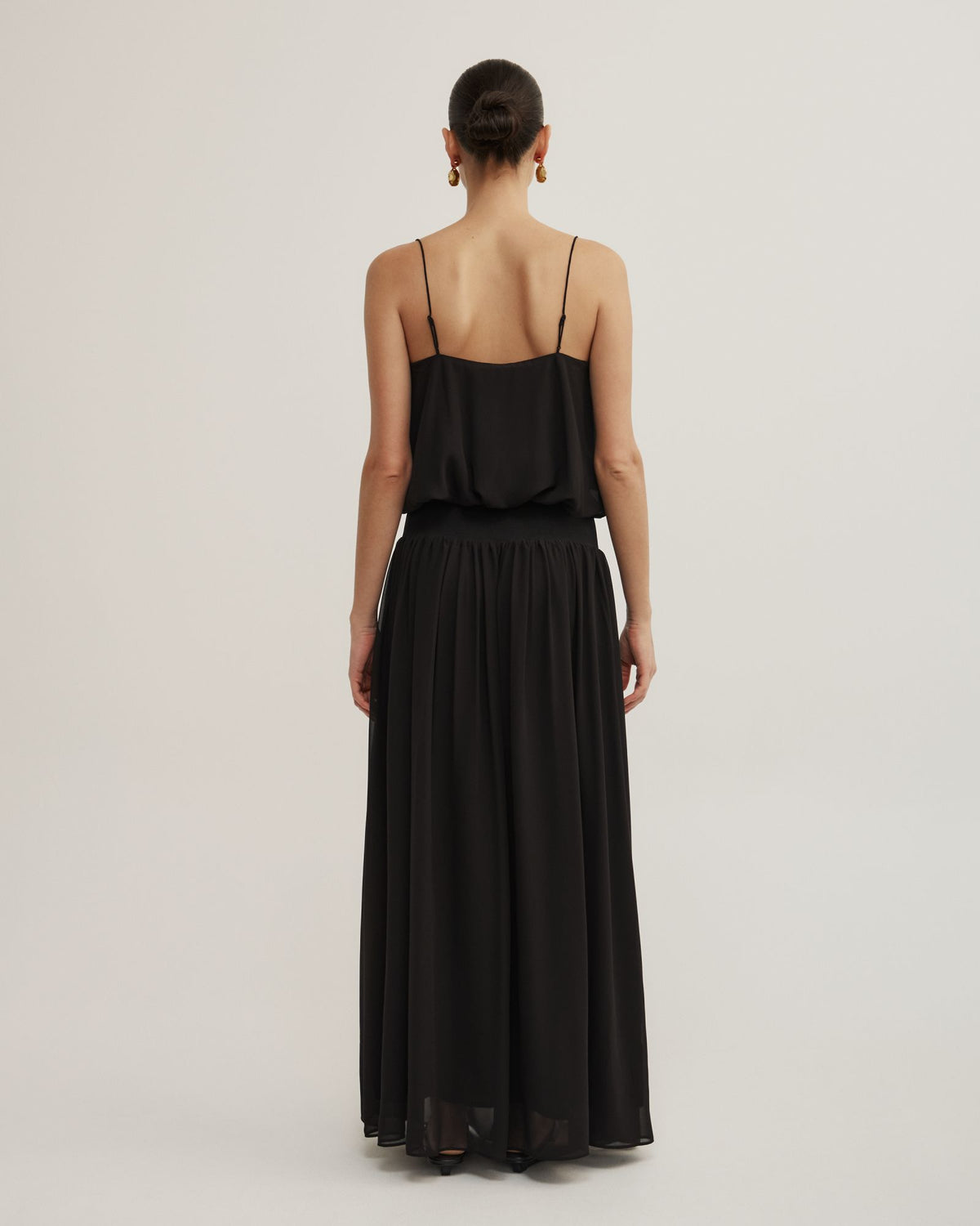 Blouson Drape Maxi Dress