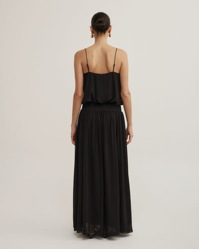 Blouson Drape Maxi Dress