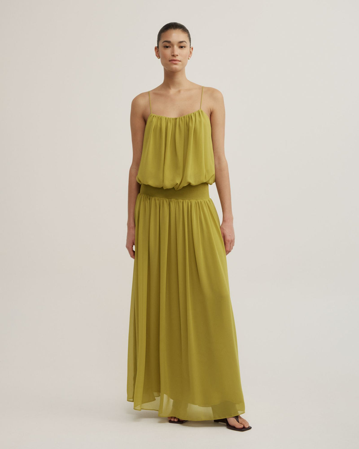 Blouson Drape Maxi Dress