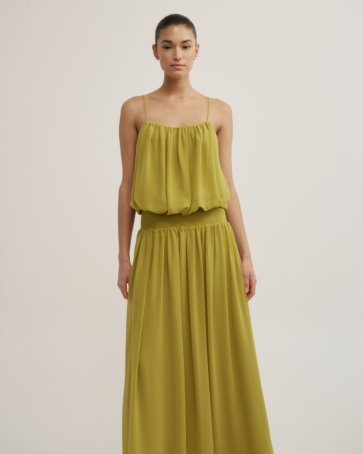Blouson Drape Maxi Dress