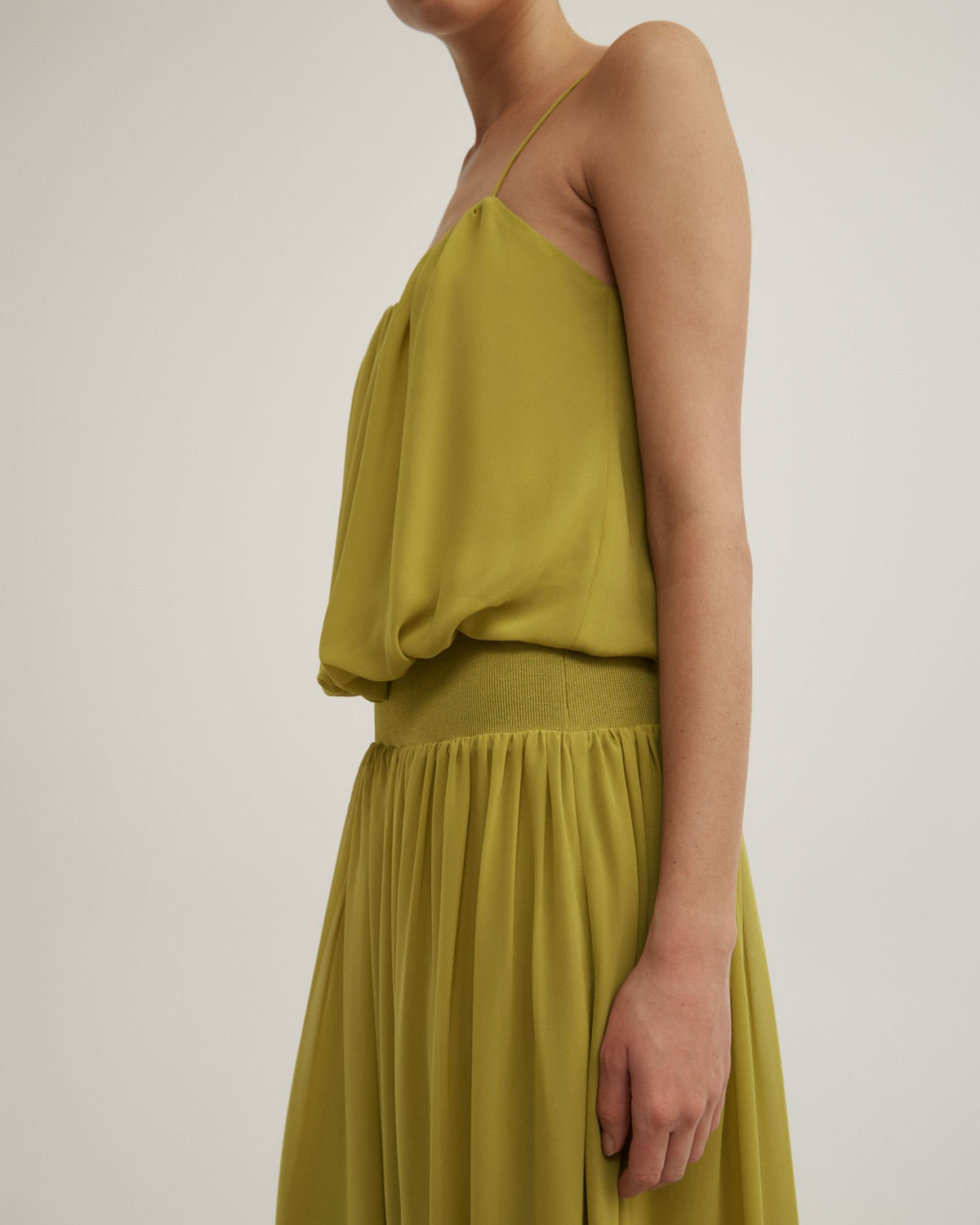 Blouson Drape Maxi Dress