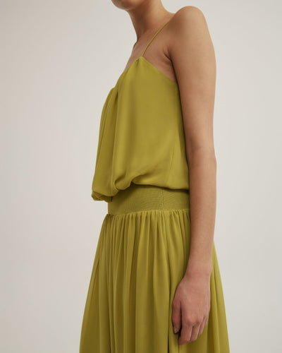 Blouson Drape Maxi Dress