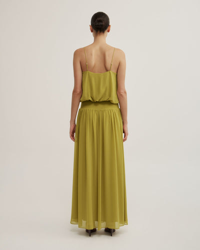 Blouson Drape Maxi Dress