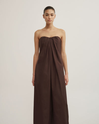 Gathered Bandeau Midi Dress
