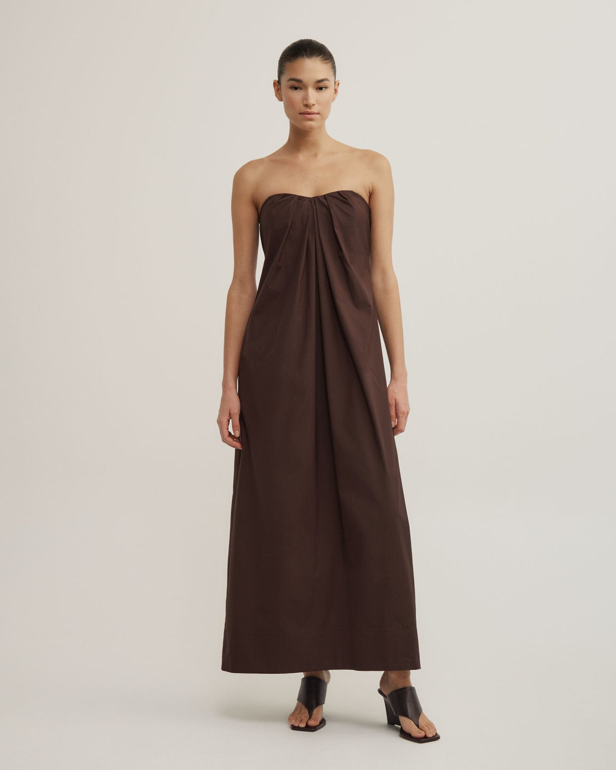 Gathered Bandeau Midi Dress