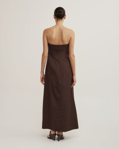 Gathered Bandeau Midi Dress
