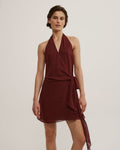 Wrap Halter Mini Dress