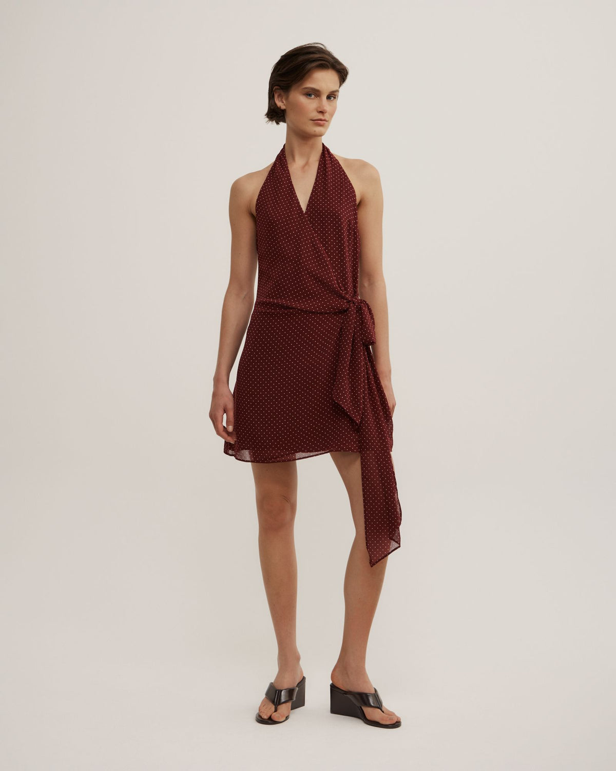 Wrap Halter Mini Dress