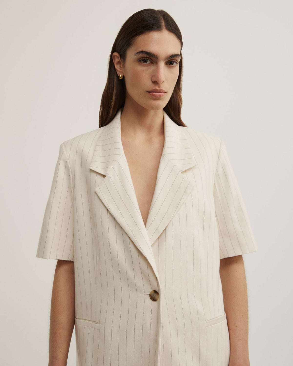 Pinstripe Short Sleeve Blazer