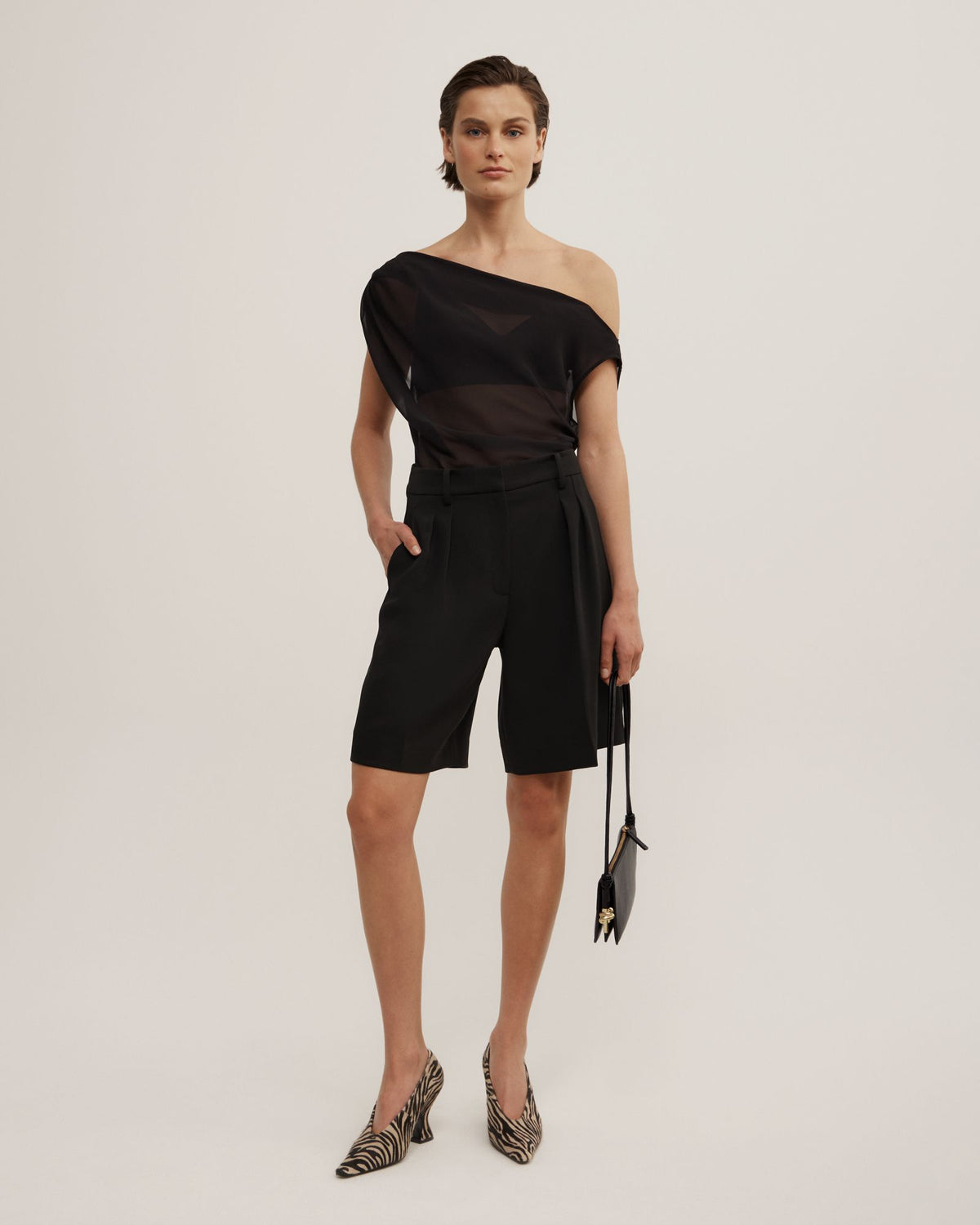 Sheer Drape Asymmetric Top