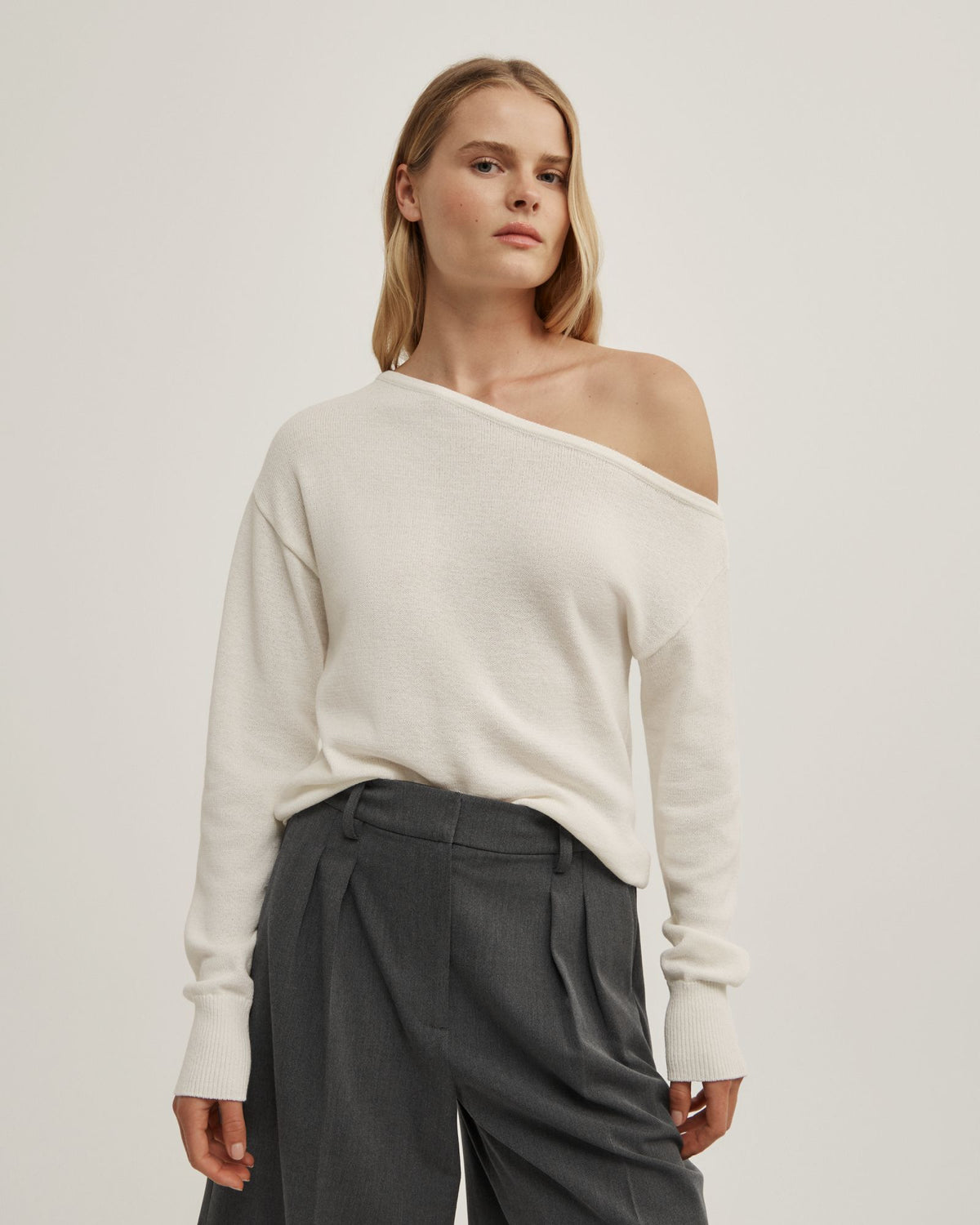 Asymmetric Long-Sleeve Knit