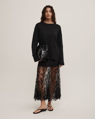 Lace Panel Maxi Skirt