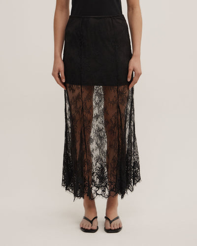 Lace Panel Maxi Skirt