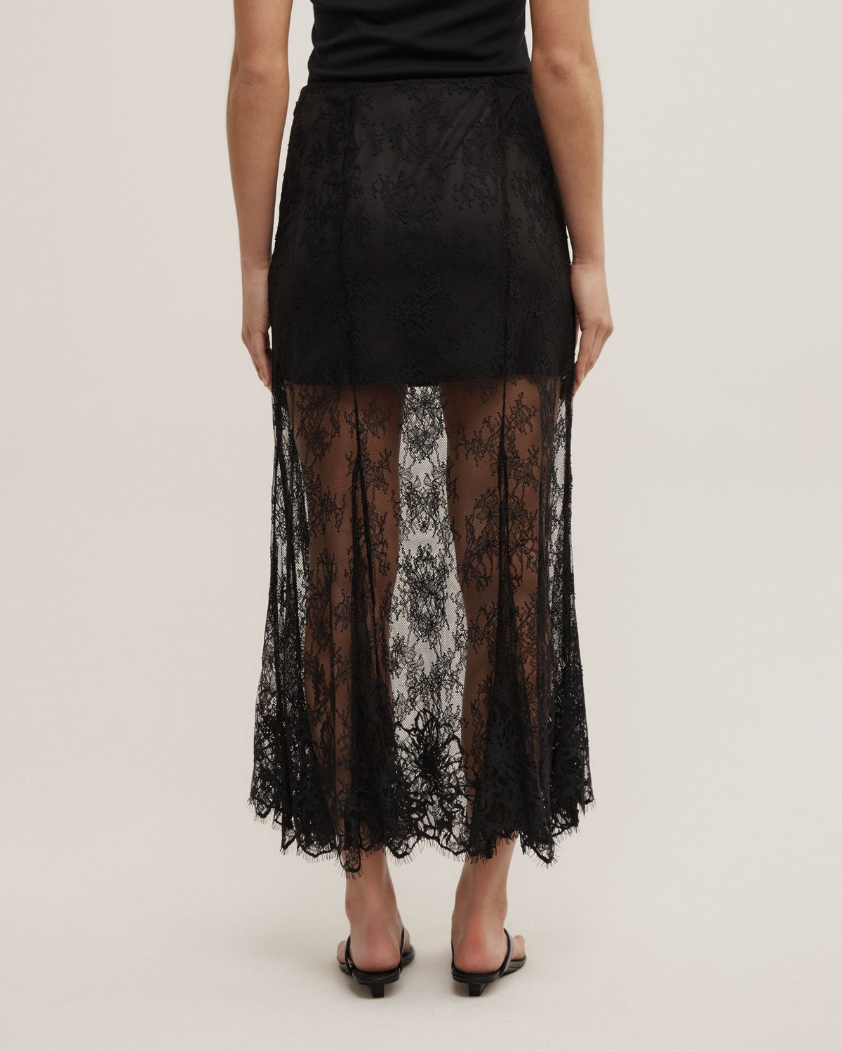 Lace Panel Maxi Skirt