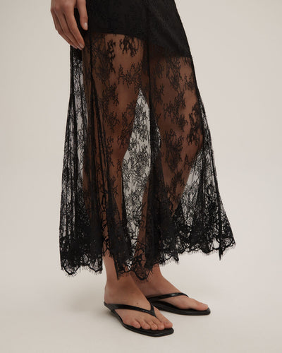 Lace Panel Maxi Skirt