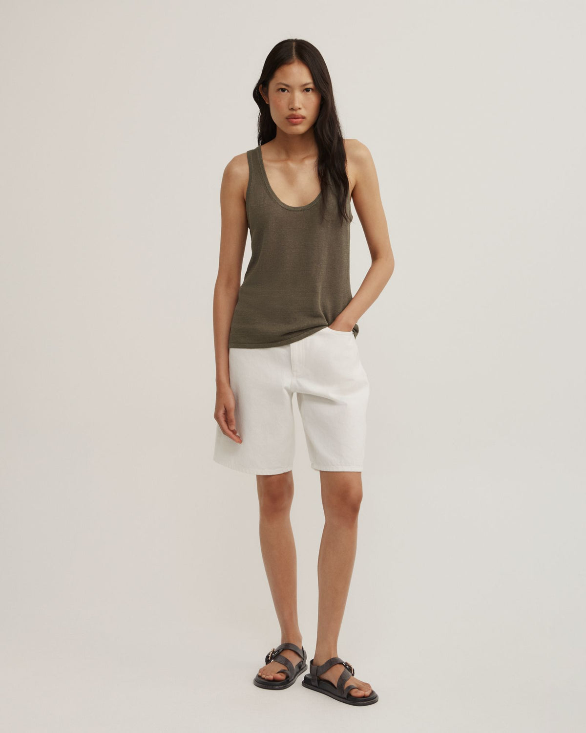 Linen Scoop Knit Tank