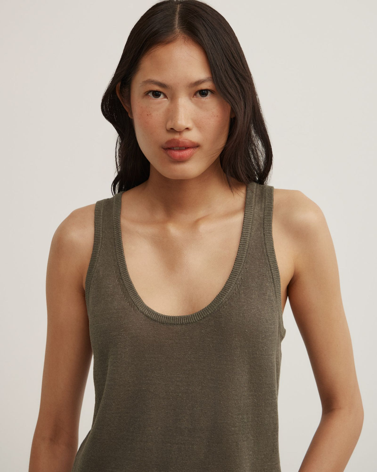 Linen Scoop Knit Tank
