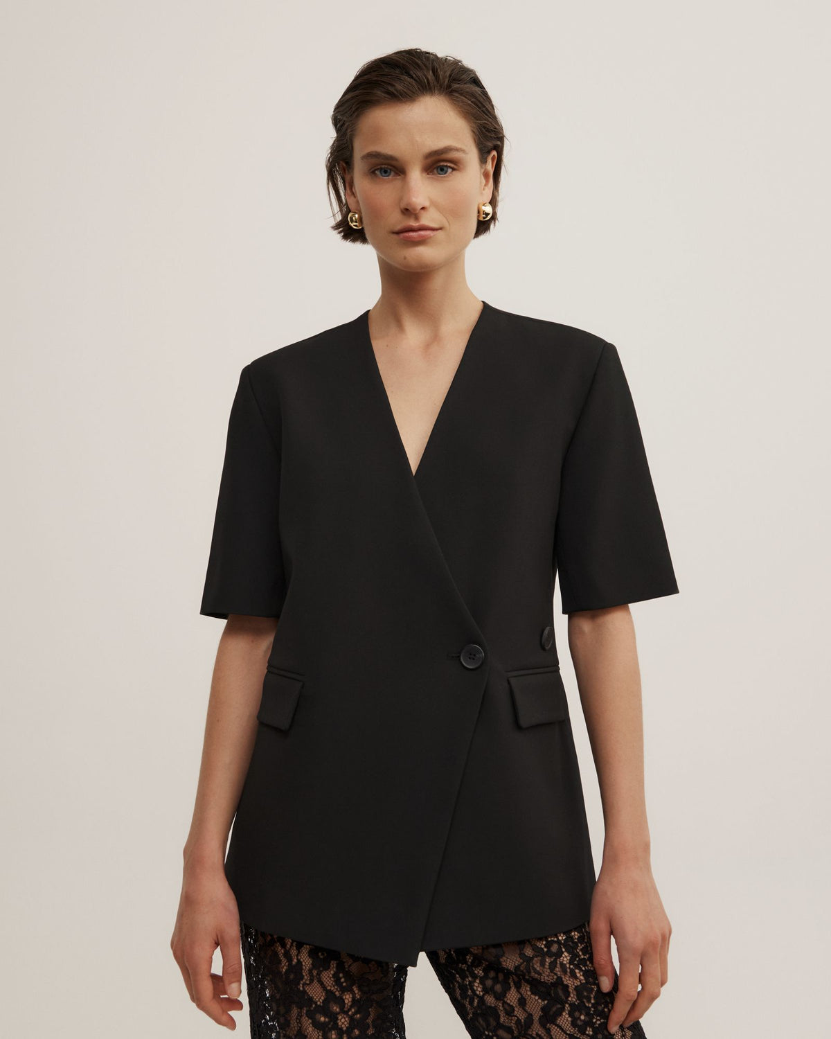 Short Sleeve Wrap Blazer