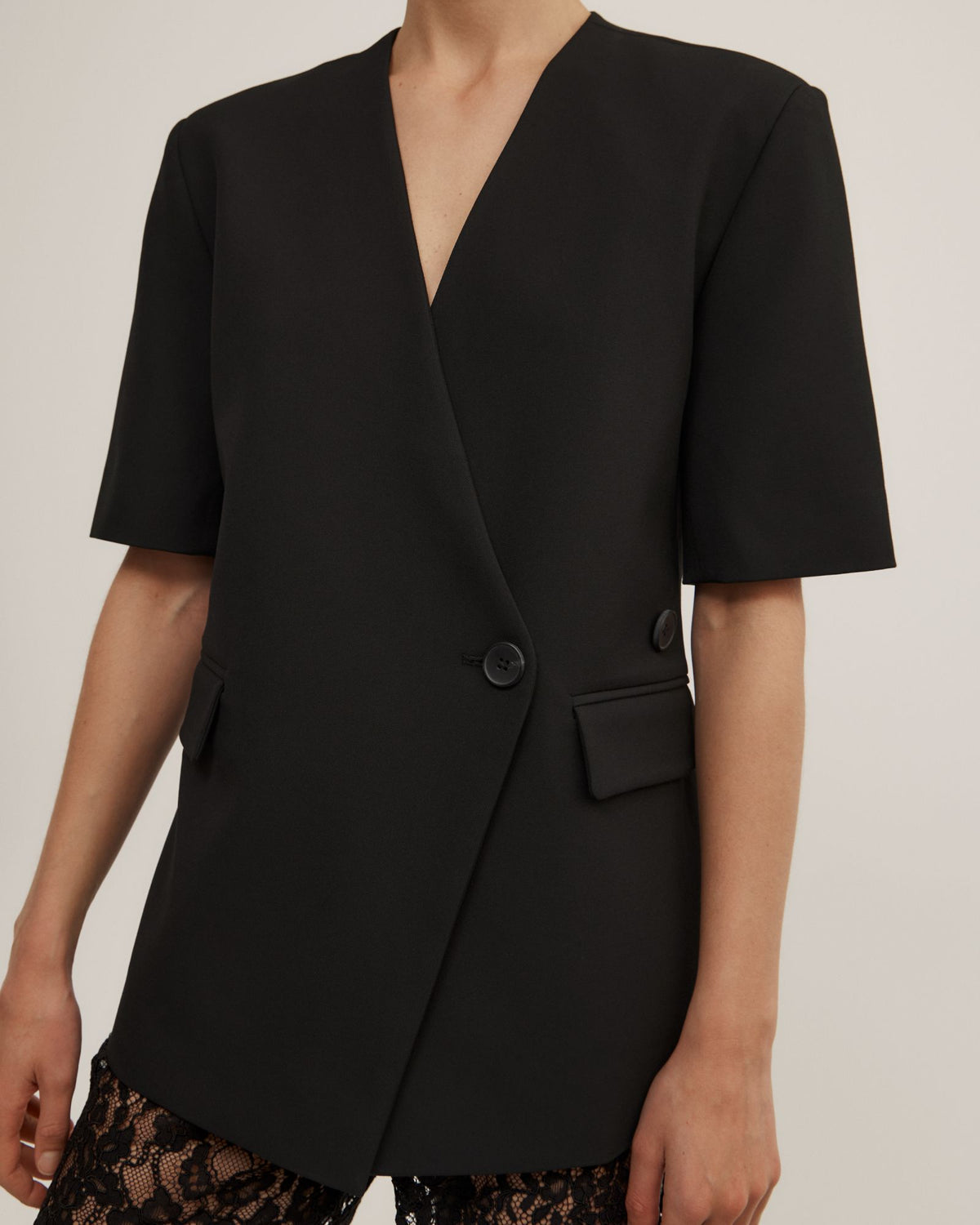 Short Sleeve Wrap Blazer