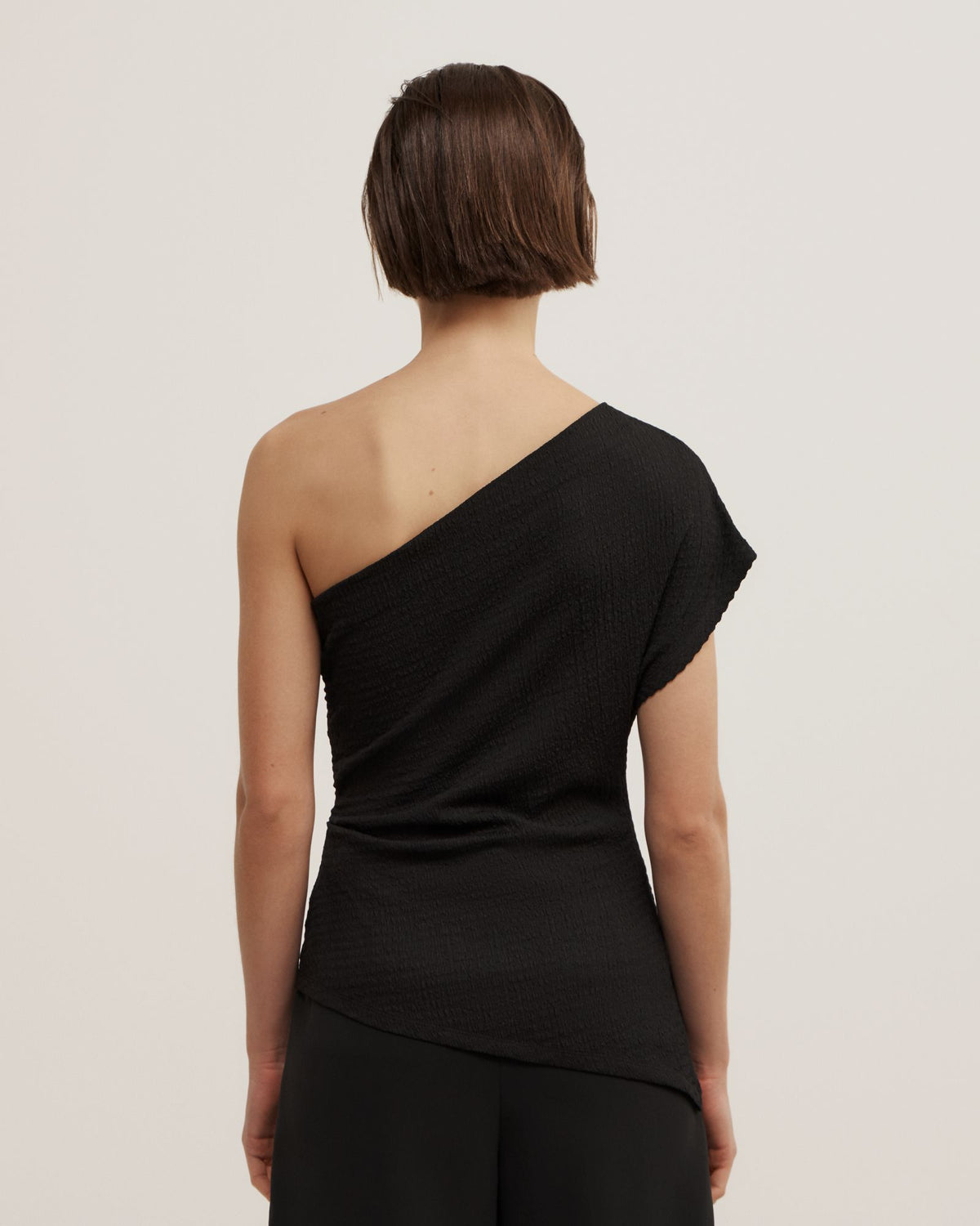 One Shoulder Textured Top