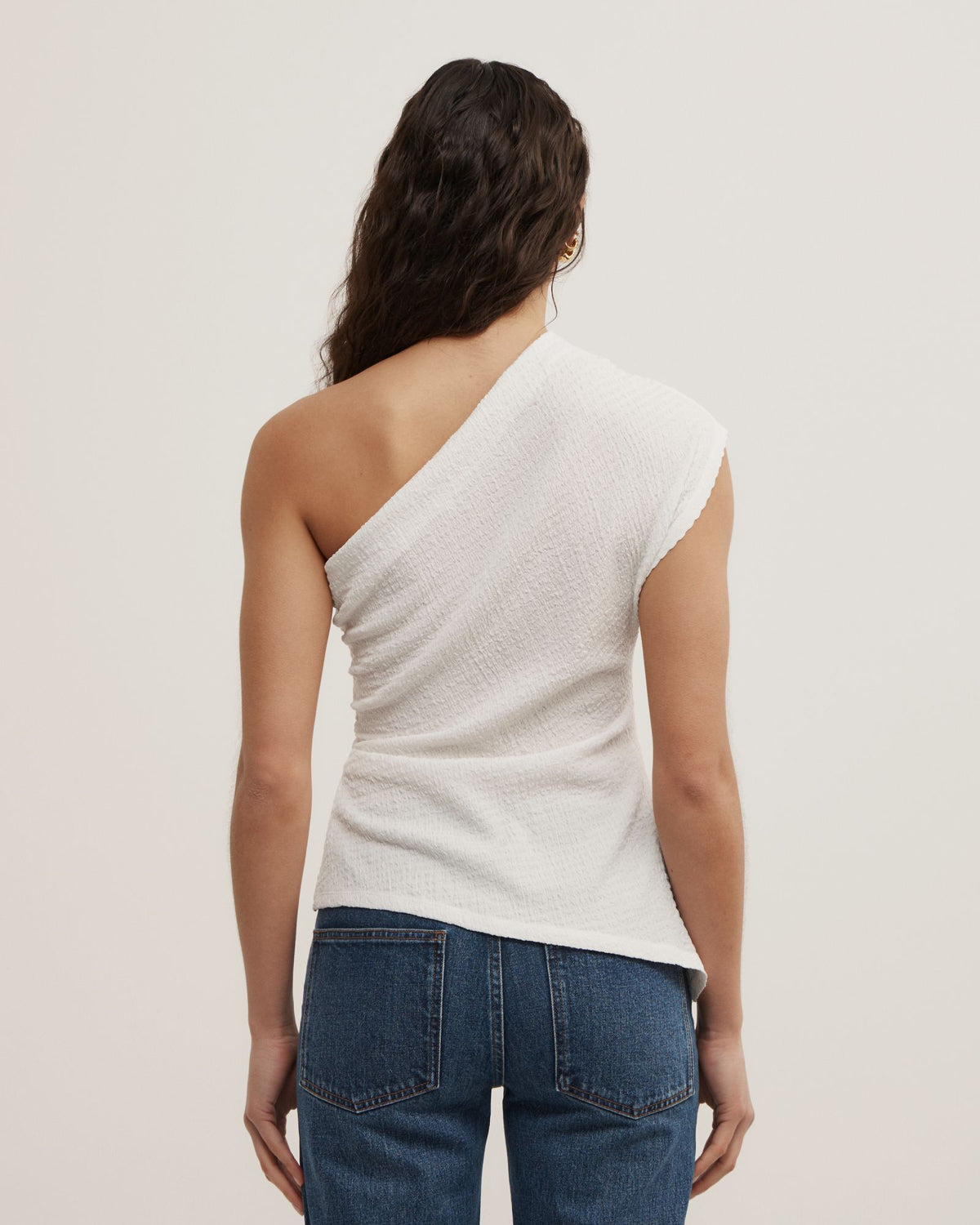 One Shoulder Textured Top