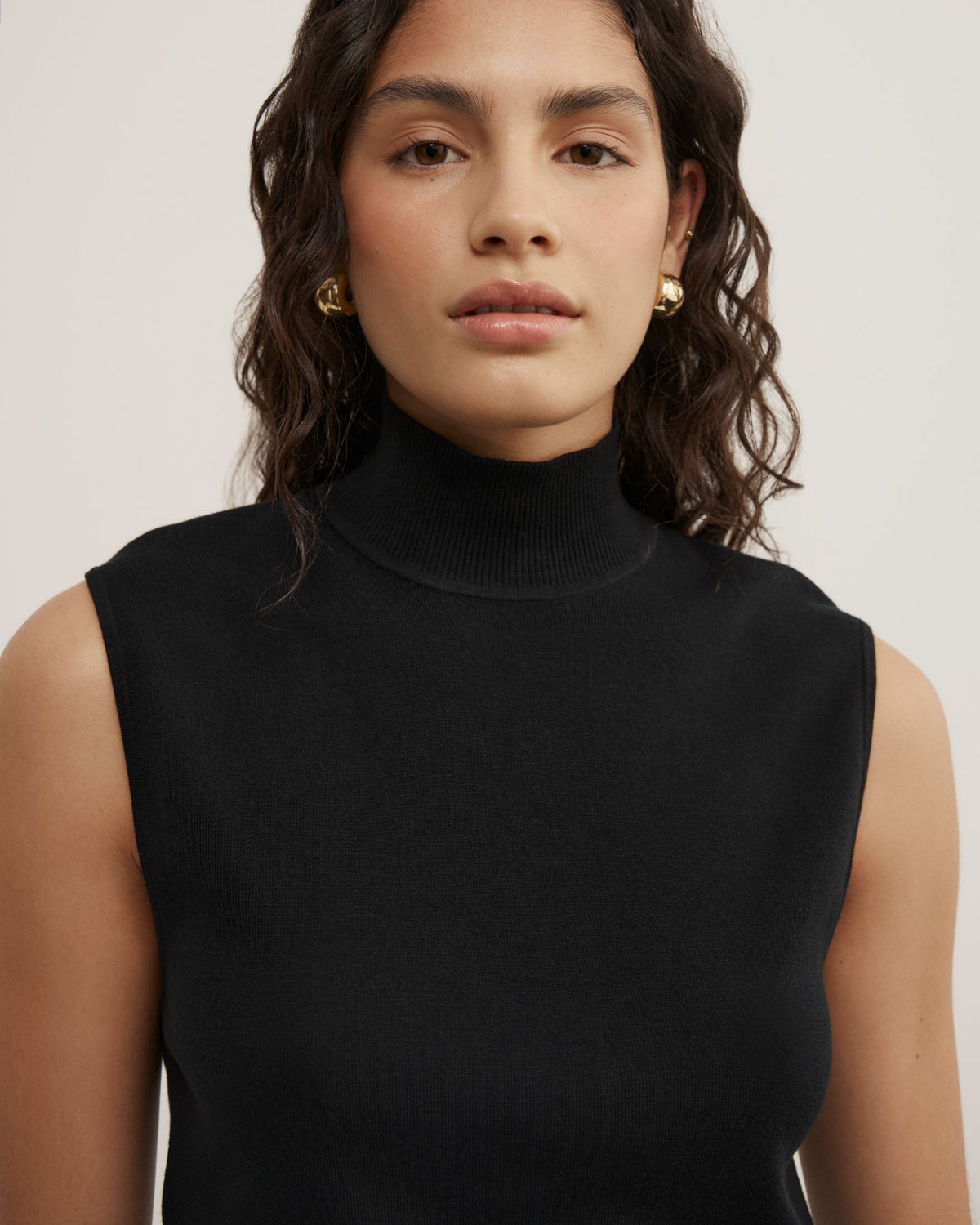 High Neck Open Back Knit