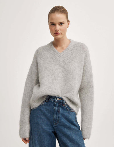 High V-Neck Fluffy Knit
