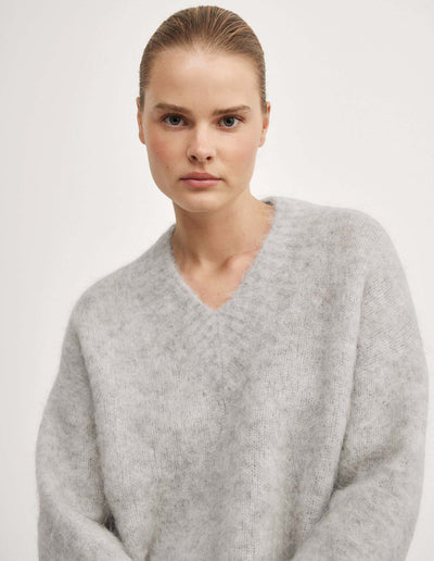High V-Neck Fluffy Knit