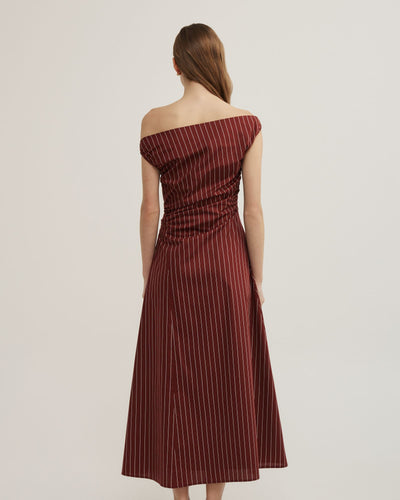 Off Shoulder Gather Midi Dress