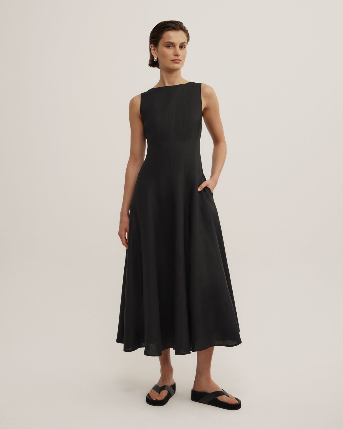 Linen Panel Midi Dress