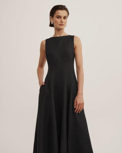 Linen Panel Midi Dress