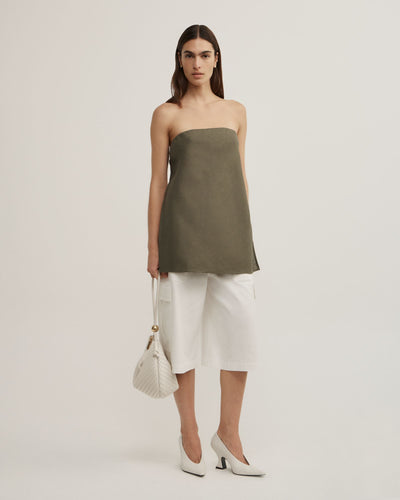 Linen Strapless Top